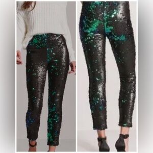 FOREVER 21 IRIDESCENT SEQUINED LEGGINGS
